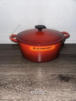 Le Creuset #24 Red Enameled Cast Iron Dutch Oven 4.5 Quarts With Lid
