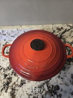 Le Creuset #24 Red Enameled Cast Iron Dutch Oven 4.5 Quarts With Lid