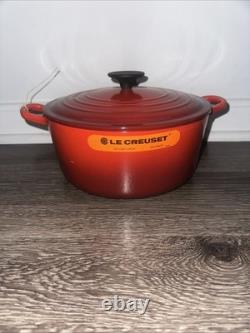 Le Creuset #24 Red Enameled Cast Iron Dutch Oven 4.5 Quarts With Lid