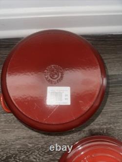 Le Creuset #24 Red Enameled Cast Iron Dutch Oven 4.5 Quarts With Lid