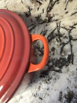 Le Creuset #24 Red Enameled Cast Iron Dutch Oven 4.5 Quarts With Lid