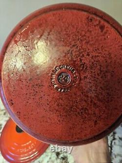 Le Creuset #24 Red Enameled Cast Iron Dutch Oven 4.5 Quarts With Lid