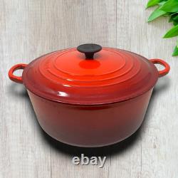 Le Creuset #28 Dutch Oven 7.25 Qt 6.7 L Cherry Red withLid Enameled Cast Iron