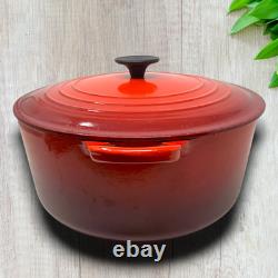 Le Creuset #28 Dutch Oven 7.25 Qt 6.7 L Cherry Red withLid Enameled Cast Iron