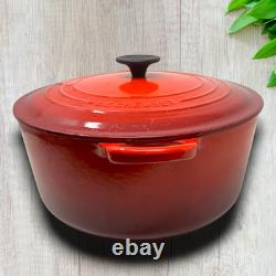 Le Creuset #28 Dutch Oven 7.25 Qt 6.7 L Cherry Red withLid Enameled Cast Iron