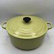 Le Creuset #28 Lime/avocado Green Round Enameled Cast Iron Dutch Oven 7.25 Qt