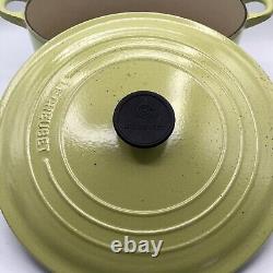 Le Creuset #28 Lime/Avocado Green Round Enameled Cast Iron Dutch Oven 7.25 qt