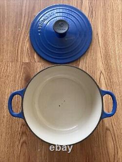 Le Creuset 2qt BLUE Cast Iron 7.25 Pot 18 Dutch Oven France with Lid