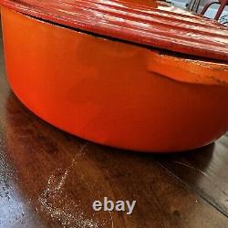 Le Creuset #30 Round Dutch Oven 5 qt Enamel Cast Iron Flame Orange Pot Box Low