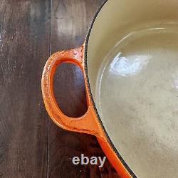 Le Creuset #30 Round Dutch Oven 5 qt Enamel Cast Iron Flame Orange Pot Box Low