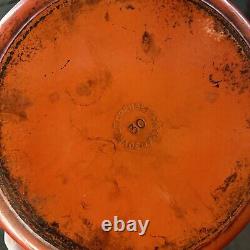 Le Creuset #30 Round Dutch Oven 5 qt Enamel Cast Iron Flame Orange Pot Box Low