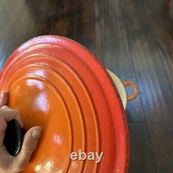 Le Creuset #30 Round Dutch Oven 5 qt Enamel Cast Iron Flame Orange Pot Box Low