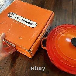 Le Creuset #30 Round Dutch Oven 5 qt Enamel Cast Iron Flame Orange Pot Box Low