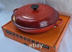 Le Creuset 30cm Red Enamel Cast Iron Braiser Dutch Oven Shallow Casserole France