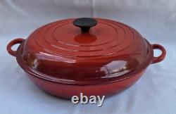 Le Creuset 30cm Red Enamel Cast Iron Braiser Dutch Oven Shallow Casserole France