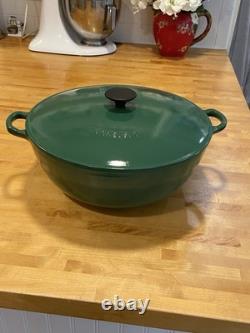 Le Creuset #32 Enamel Cast Iron Casserole Pan Dutch Oven Emerald Green withLid