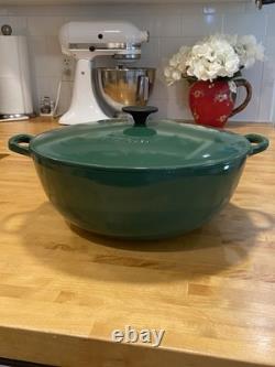 Le Creuset #32 Enamel Cast Iron Casserole Pan Dutch Oven Emerald Green withLid