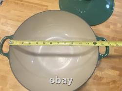 Le Creuset #32 Enamel Cast Iron Casserole Pan Dutch Oven Emerald Green withLid