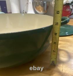 Le Creuset #32 Enamel Cast Iron Casserole Pan Dutch Oven Emerald Green withLid