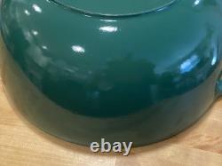 Le Creuset #32 Enamel Cast Iron Casserole Pan Dutch Oven Emerald Green withLid
