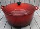 Le Creuset #34 Dutch Oven Round Cast Iron 13.25 Qt. Burgundy Red