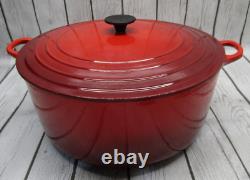 Le Creuset #34 Dutch Oven Round Cast Iron 13.25 QT. Burgundy Red