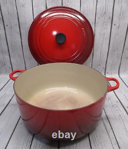 Le Creuset #34 Dutch Oven Round Cast Iron 13.25 QT. Burgundy Red