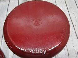 Le Creuset #34 Dutch Oven Round Cast Iron 13.25 QT. Burgundy Red