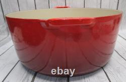 Le Creuset #34 Dutch Oven Round Cast Iron 13.25 QT. Burgundy Red