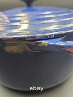 Le Creuset #34 Enameled Cast Iron Dutch Oven 13.25 Qt Round, Blue Double Handled