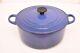 Le Creuset 3.5qt Blue Cast Iron 9 Pot Dutch Oven France #22 With Lid