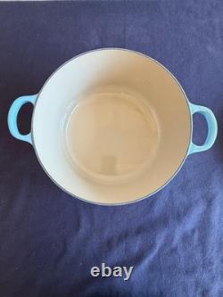 Le Creuset 5.5 qt Dutch Oven #26 Cast Iron Enameled Mineral Light Sky Blue RARE