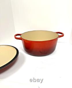 Le Creuset 7.25Qt 11 #28 Round Dutch Oven Cast Iron Cerise Red NEVER USED