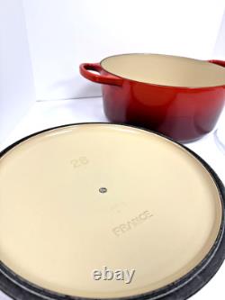 Le Creuset 7.25Qt 11 #28 Round Dutch Oven Cast Iron Cerise Red NEVER USED
