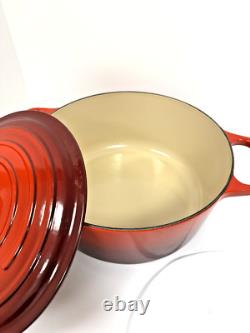 Le Creuset 7.25Qt 11 #28 Round Dutch Oven Cast Iron Cerise Red NEVER USED