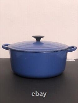 Le Creuset BLUE Cast Iron Enameled Dutch Oven #26 Made in France Vintage 5.5qt
