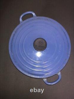 Le Creuset BLUE Cast Iron Enameled Dutch Oven #26 Made in France Vintage 5.5qt