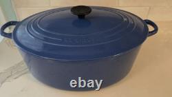 Le Creuset Blue Oval Dutch Oven #35 Excellent 9.5 Quart With Lid