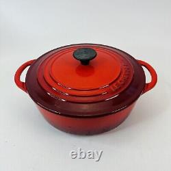 Le Creuset Cast Iron #22 Round Dutch Oven Red with Lid 3.5 Quart