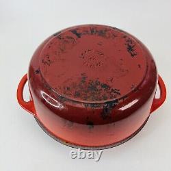 Le Creuset Cast Iron #22 Round Dutch Oven Red with Lid 3.5 Quart