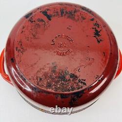 Le Creuset Cast Iron #22 Round Dutch Oven Red with Lid 3.5 Quart