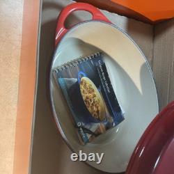 Le Creuset Cast Iron 28 Oval Dutch Oven Grill Pan Lid Flame 4-1/2 Qt