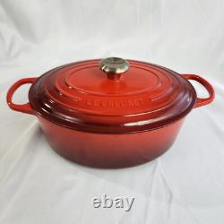 Le Creuset Cast Iron 31 Oval Dutch Oven with Lid Cerise Red 6-3/4 Qt