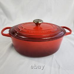 Le Creuset Cast Iron 31 Oval Dutch Oven with Lid Cerise Red 6-3/4 Qt