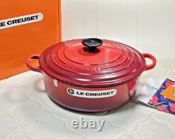 Le Creuset Cherry Red 26cm 4.25 Qt Shallow Round Dutch Oven Risotto Pot NIB