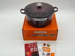 Le Creuset Cocotte 24cm 9.5in 4.5qt Fig Purple Silver knob Cast Iron Dutch oven