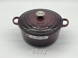 Le Creuset Cocotte 24cm 9.5in 4.5qt Fig Purple Silver knob Cast Iron Dutch oven