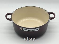 Le Creuset Cocotte 24cm 9.5in 4.5qt Fig Purple Silver knob Cast Iron Dutch oven