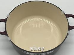 Le Creuset Cocotte 24cm 9.5in 4.5qt Fig Purple Silver knob Cast Iron Dutch oven