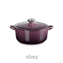 Le Creuset Cocotte 9.5 (24cm) 4.5qt Cast Iron Dutch Oven Fig Purple Silver Knob